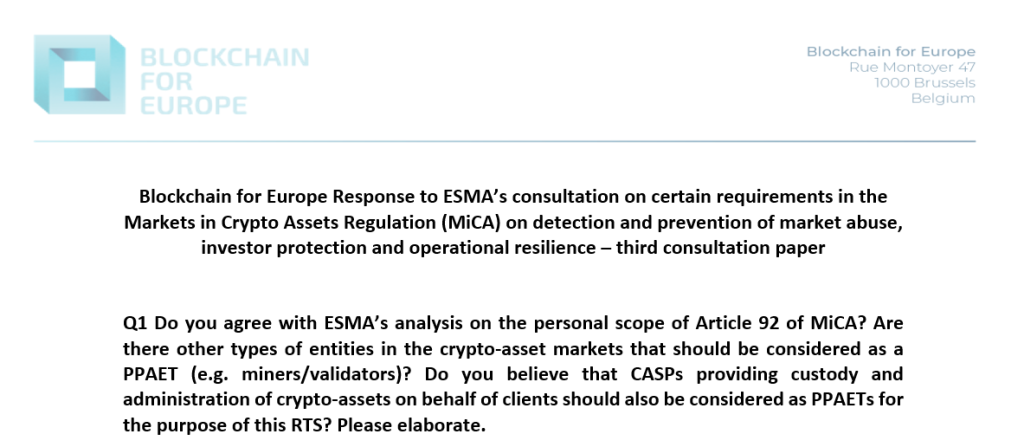 ESMA’s consultation on certain requirements in MiCA on detection and prevention of market abuse, investor protection and operational resilience